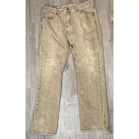 Eddie Bauer Jeans 38x34 Sandy Biege Specially Dyed Cotton Denim 38 Casual Office - Picture 1 of 5